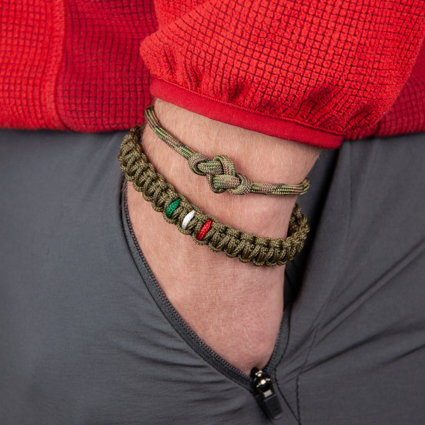 Bracciale Paracord Mission Flag - Verde Oliva