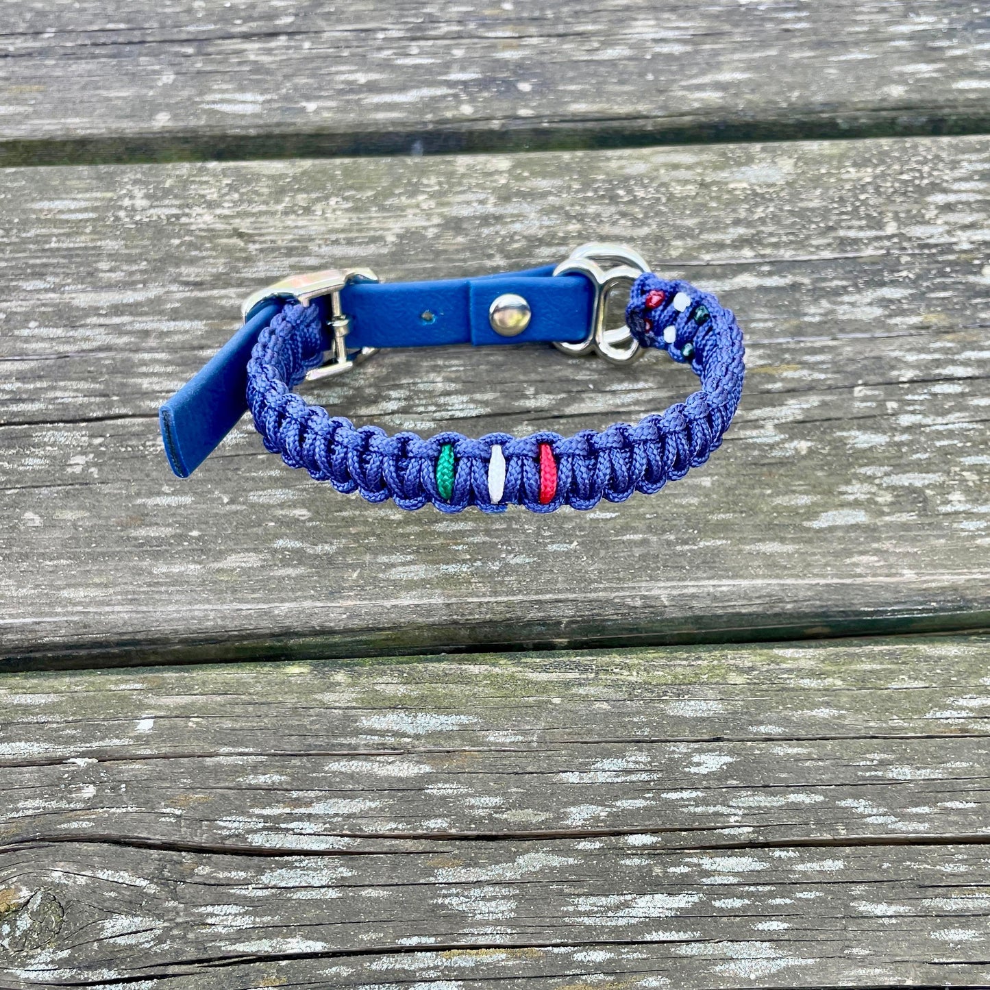 Collare MISSION Paracord - Maglia 1,3 cm - Blu Marine- Flag
