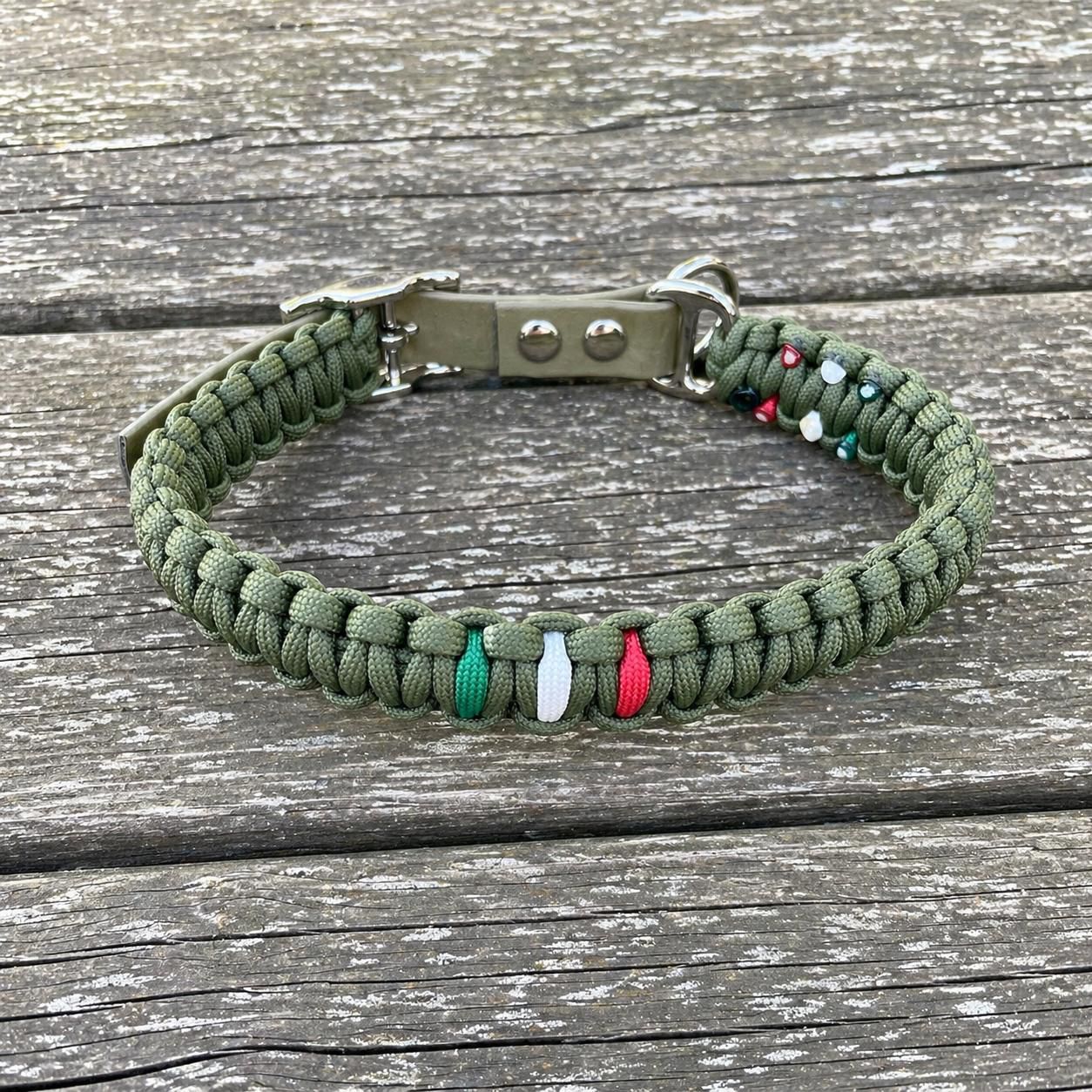 Collare EXTREME Paracord - Maglia 2,0 cm - Verde Oliva - Flag